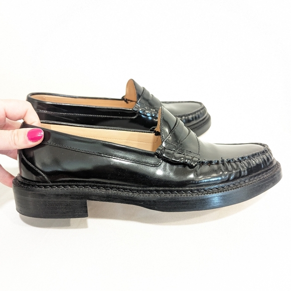 J Crew 2023 Winona Black Leather Penny Loafers Size - Picture 13 of 13